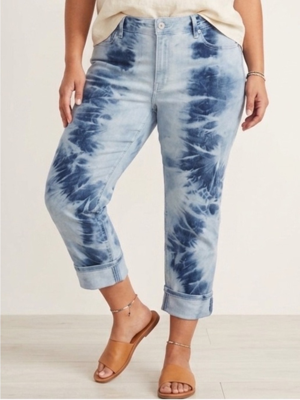J. Jill Blue Tie-Dye Cropped Jeans